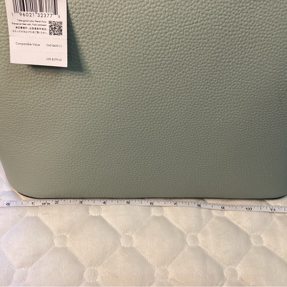 Kate Spade NWT sea foam green pebbled leather tote with bow tie tassel on front - Picture 13 of 15